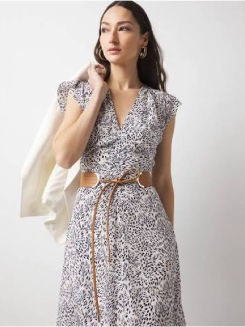 WHBM Ruched Midi Dress